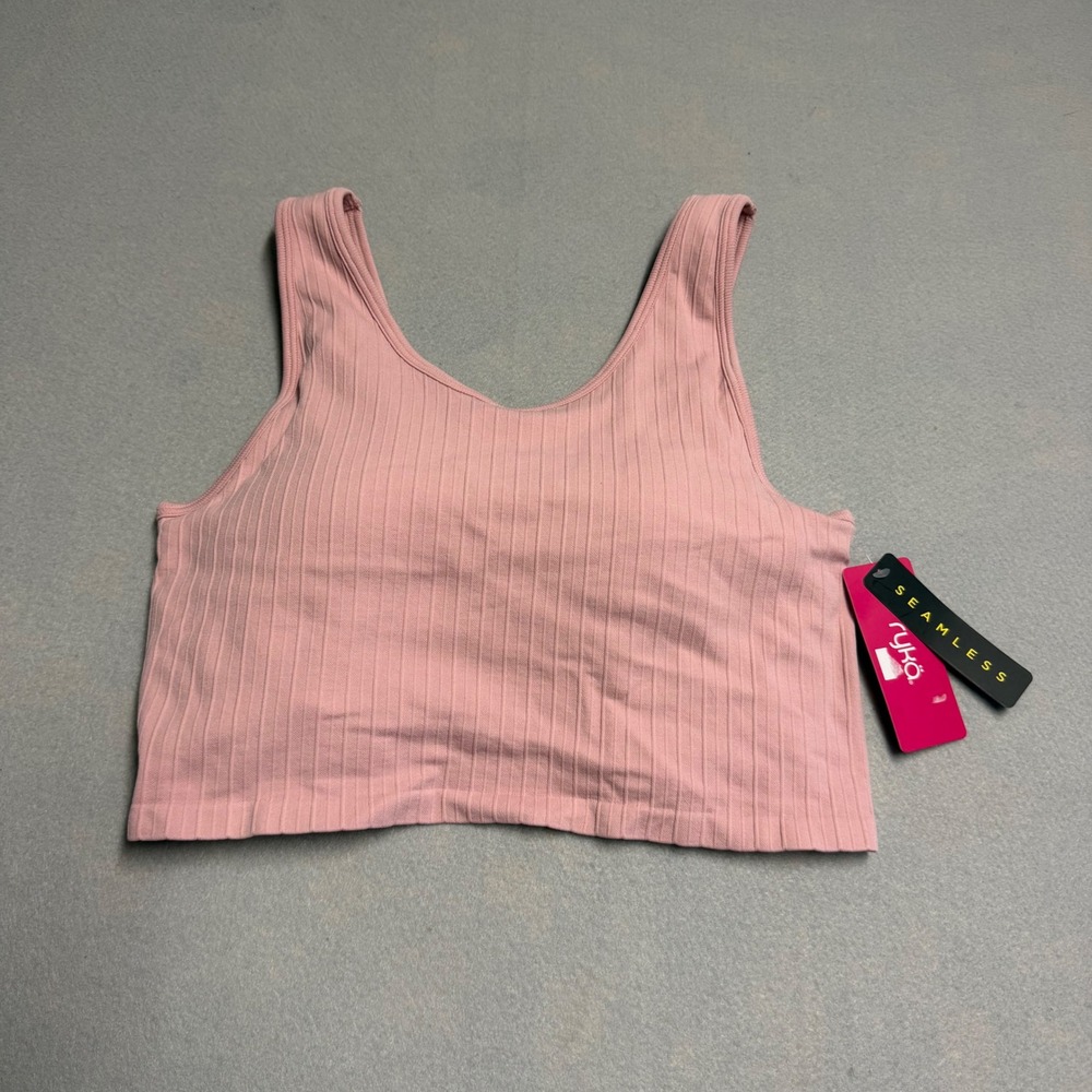 Ryka Zephyr Seamless Ribbed Crop Top Pink Womens XL NWT R001085